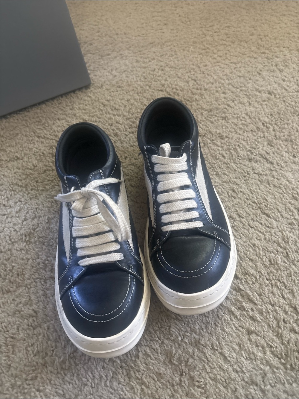 black and white low top rick owens
